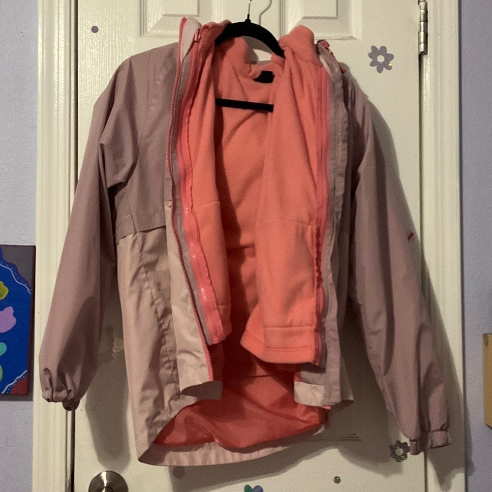 Eddie Bauer Kids Coral and Light Pink Raincoat